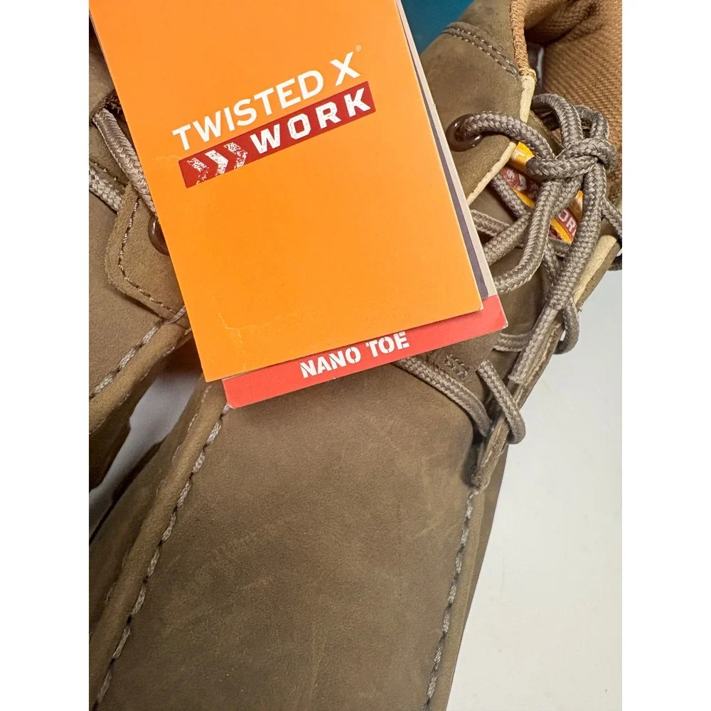 Twisted X Mens 11.5M Brown Saddle Leather 4in Moc Nano Toe Chukka Work Boots